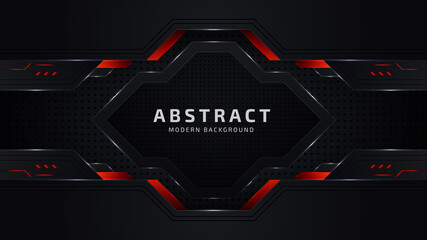 Modern red and black abstract geometric shapes background design template, gaming background template design © TanmoyTopu
