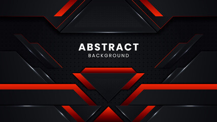 Modern red and black abstract geometric shapes background design template, gaming background template design © TanmoyTopu
