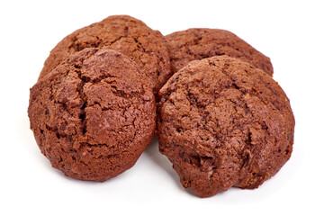 Chocolate cookies, isolated on white background. High resolution image