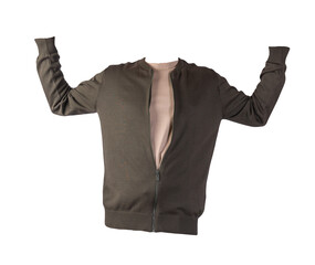 men's bomber jacket and t-shirt isolated on a white background. fashionable casual wear