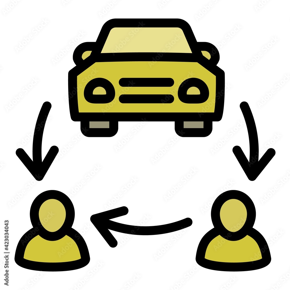 Poster circle car sharing icon. outline circle car sharing vector icon for web design isolated on white bac