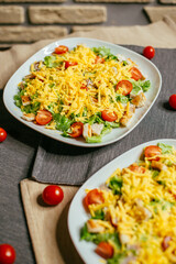 salad with cheese on a plate