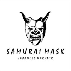 mask of samurai vintage logo template vector illustration design . simple modern samurai mask for japanese warrior logo concept illustration vector design