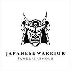 mask and helmet for samurai logo vector vintage illustration template design. japanese warrior armour for logo concept template illustration emblem design