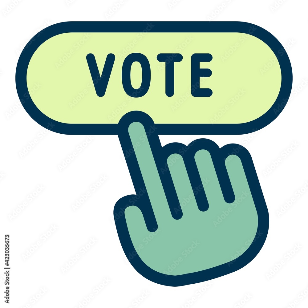 Aufkleber click online vote icon. outline click online vote vector icon for web design isolated on white backg