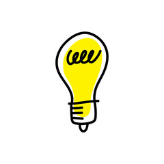 Idea symbol doodle. Electric lamp vector illustration. Light bulb.