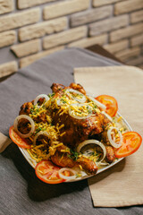 grilled chicken with vegetables on a plate