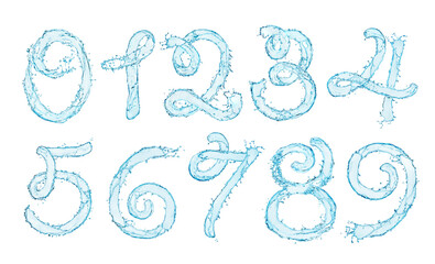 Naklejka na ściany i meble numbers made of water on a white background