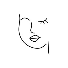 Modern Abstract Face Portrait. Linear Ink Brush. Line Art Current Contemporary Continuous Cubism Painting. Fashion Style Black And White Abstraction Poster