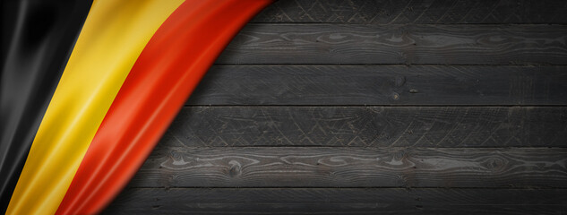 Belgian flag on black wood wall banner