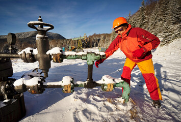 Classic oil pump in the mountains