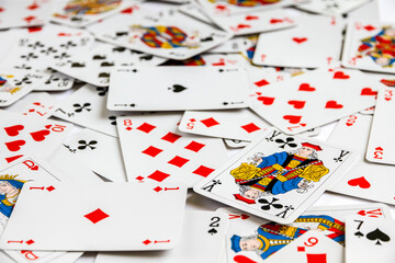 Classic playing card game laid out on a table