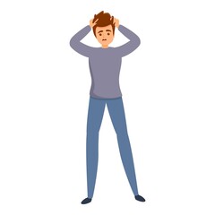 Scared boy icon. Cartoon of scared boy vector icon for web design isolated on white background