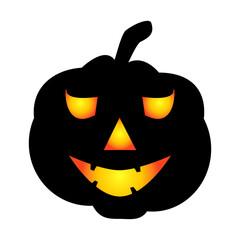 Halloween pumpkin icon. Autumn symbol. Halloween scary pumpkin with a smile, burning eyes.