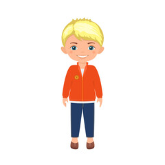 Cute boy character isolated on white background. Cartoon flat style