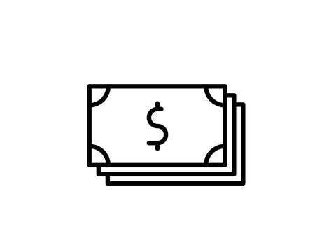 Cash Icon in trendy flat style isolated on white background. Vector Dollar sign, money dollar icon - currency dollar bill symbol