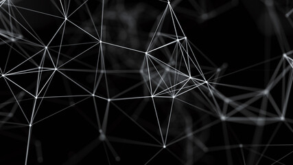Great data background. Abstract landscape. Network connection of black and white dots and lines. Abstract mesh landscapes. 3D rendering.