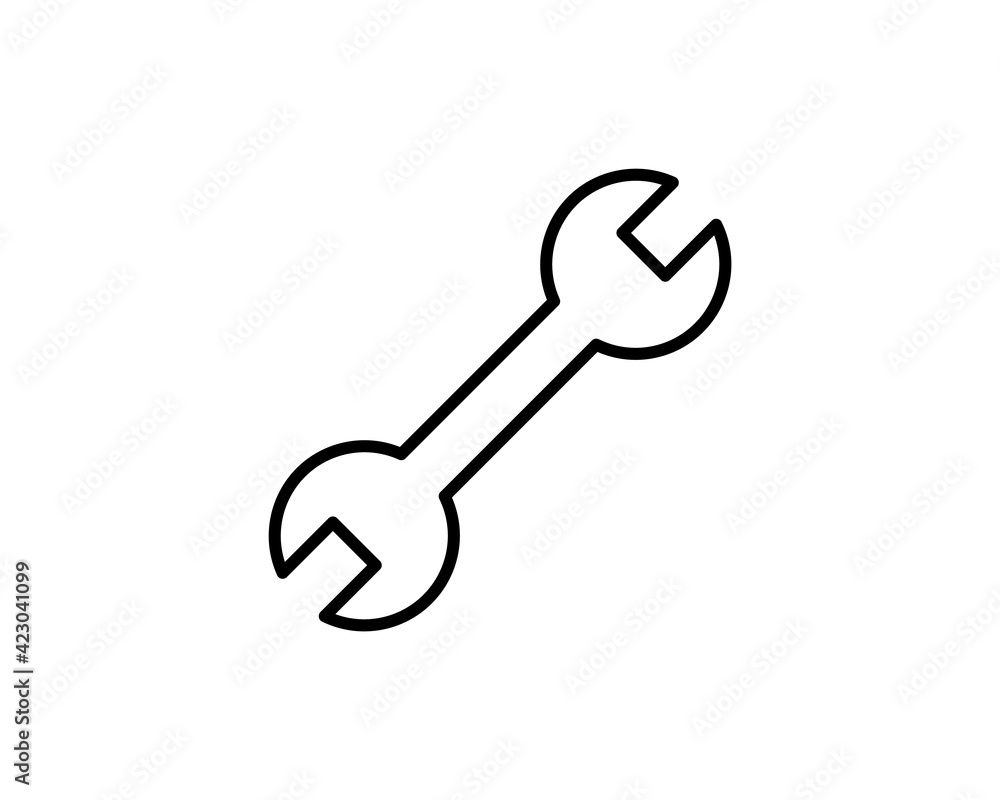 Poster wrench outline vector icon. thin line black wrench icon, flat vector simple element illustration fro