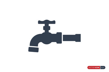Water Faucet Icon isolated on White Background. Flat Vector Icon Design Template Element.