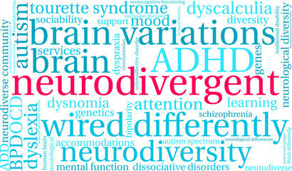 Fototapeta premium Neurodivergent Word Cloud on a white background. 