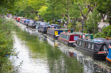 Traditional houseboats in Little Venice in London
