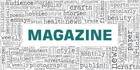 Magazine vector illustration word cloud isolated on a white background.
