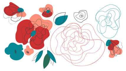 Floral line art abstract header