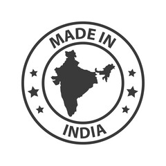 Made in India icon. Stamp made in with country map