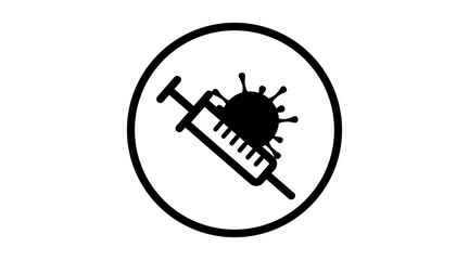 Covid Vaccine Icon. Vector isolated illustration of coronavirus and a syringe