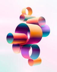 Colorful 3D rings. Abstract vector illustration.