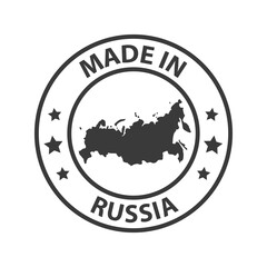 Made in Russia icon. Stamp made in with country map