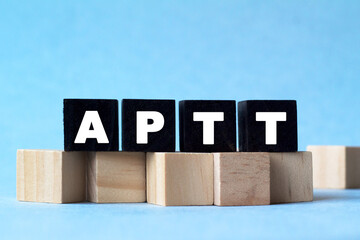 APTT. The text is on the dark and light cubes. Bright solution for Medical, marketing concept