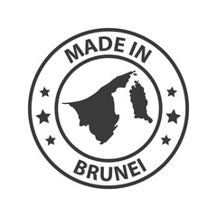 Made in Brunei icon. Stamp made in with country map