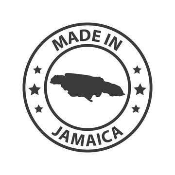 Made in Jamaica icon. Stamp made in with country map