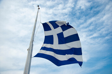 Greek flag flapping in the wind