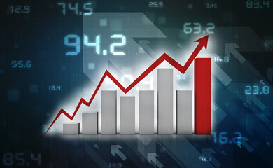 3d rendering Stock market online business concept. business Graph 