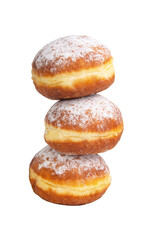 Bright tasty berliner donuts ball isolated on the white background