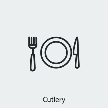 fork knife plate cutlery icon vector  sign symbol