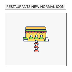 Limited people color icon. Restrictions in restaurants. Forced distance between people.Regulation through covid19. Restaurants new normal concept. Isolated vector illustration