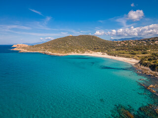 Aerial view of Bodri beach in Corsica