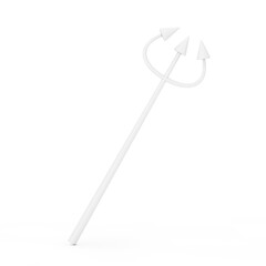 White Devil Halloween Day Celebration Trident or Pitchfork in Clay Style. 3d Rendering