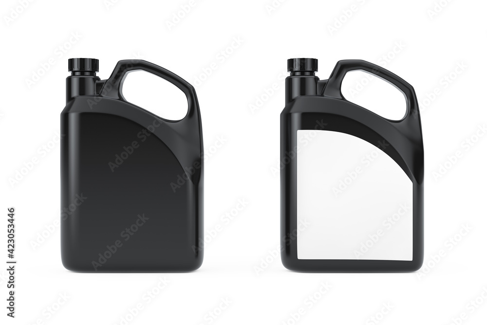 Poster black plastic blank container canister with blank space yor yours design. 3d rendering