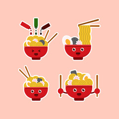 Noodle Character Sticker Icon, Logo, and illustration