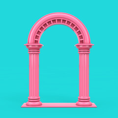 Obraz premium Classic Pink Ancient Greek Column Arc in Duotone Style. 3d Rendering