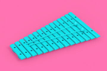 Blue Toy Xylophone with Wands as Duotone Style. 3d Rendering