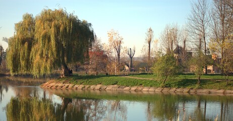 autumn landscape with lake