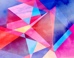 Abstract geometric watercolor retro background