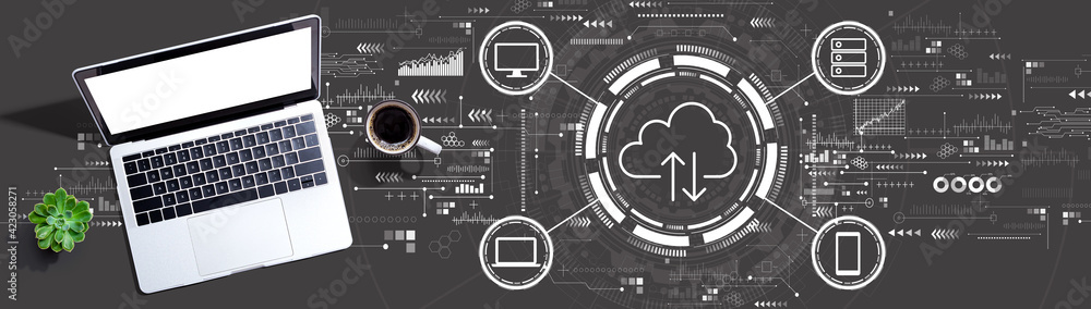 Poster cloud computing with a laptop computer