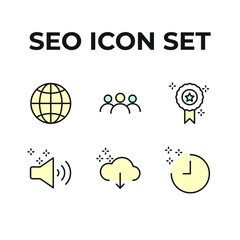 Outline web icons set Search Engine Optimization. Simple vector illustration.