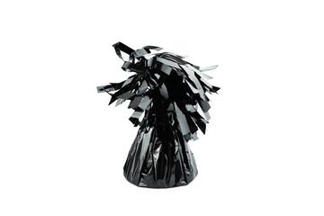 Weight for helium balloon in black foil isolated on white background.
